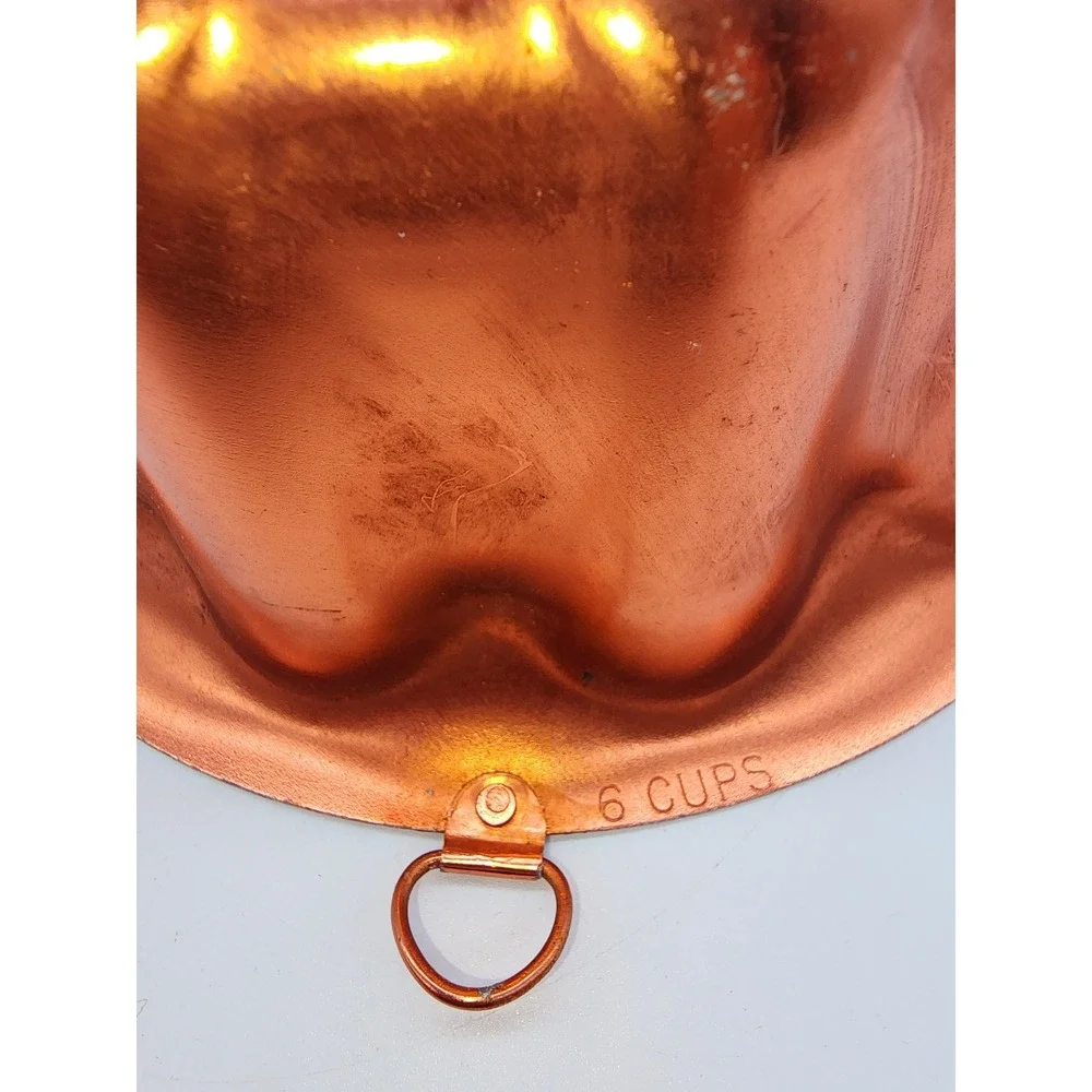 Vintage Copper Toned Fluted Aluminum Jello Cake Mold Hanging Wall Decor 6 Cup